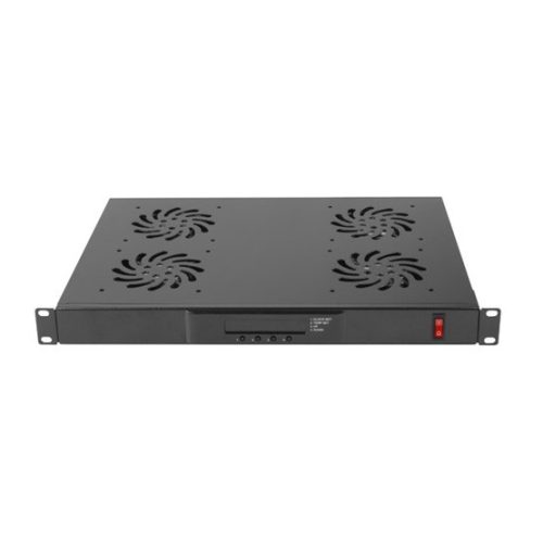 Lanberg 19" 1U Lüftereinheit mit LCD-Display, Thermostat, 4x Lüfter, 230V, Schwarz