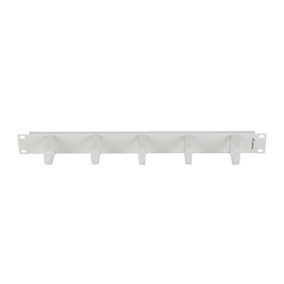  Lanberg 19" 1U Ring Cable Management Panel, 5 Metal Rings, Grau