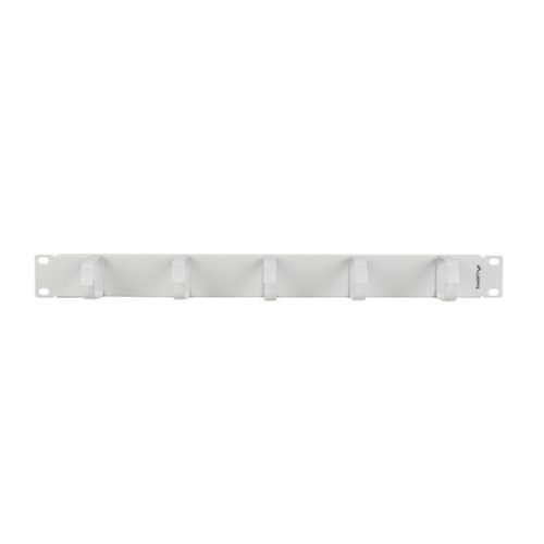 Lanberg 19" 1U Ring Cable Management Panel, 5 Metal Rings, Grau