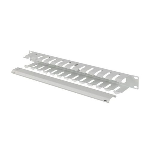 Lanberg 19" 1U Kabelmanager mit abnehmbarem Deckel, Durchführungsöffnung, grau
