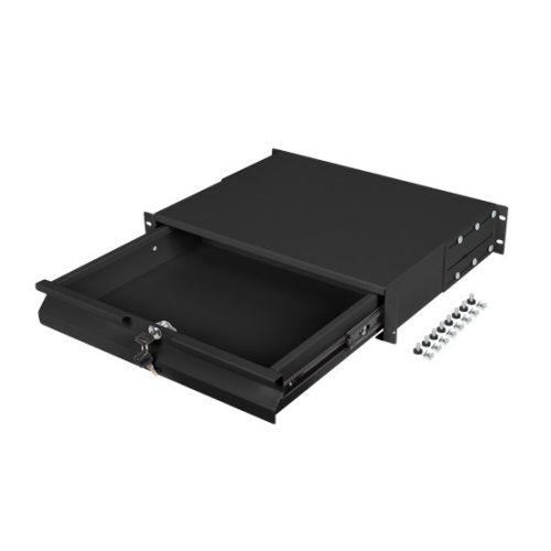 Lanberg 19" Schublade 2U/483x360mm 90kg maximale Belastbarkeit, 4-Punkt-Montage, Schwarz