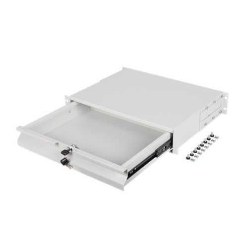 Lanberg 19" Schublade 2U/483x360mm 90kg maximale Belastbarkeit, 4-Punkt-Montage, grau