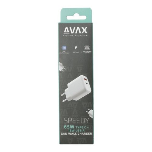 AVAX CH360 SPEEDY 65W GaN Netzteil USB A (QC)+Type C (PD3.0), weiß
