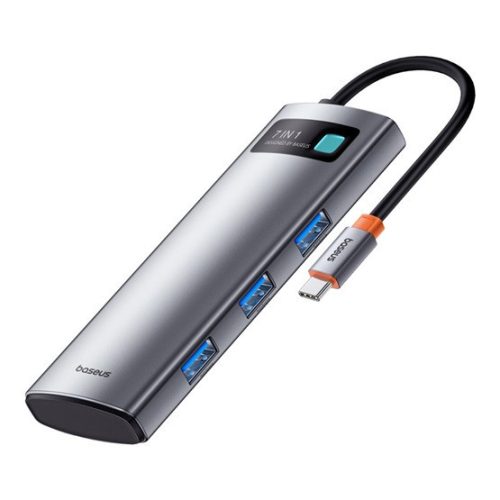 Baseus Metal Glanz 7-Port USB Typ-C HUB Dockingstation, Grau