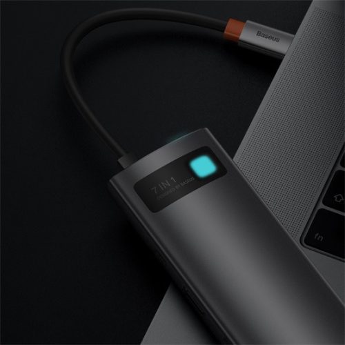 Baseus Metal Glanz 7-Port USB Typ-C HUB Dockingstation, Grau