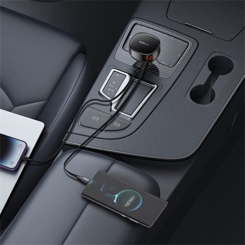 Baseus Enjoyment Pro Auto-Schnellladegerät 60W, USB Typ-A + USB Typ-C Automatisches Einziehkabel, Schwarz