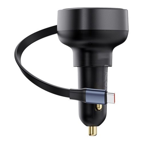 Baseus Enjoyment Pro Auto-Schnellladegerät 60W, USB Typ-C + USB Typ-C Automatisches Einziehkabel, Schwarz