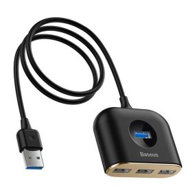   Baseus Square Round 4-in-1 USB Typ-A HUB Dockingstation, 1 m, Schwarz