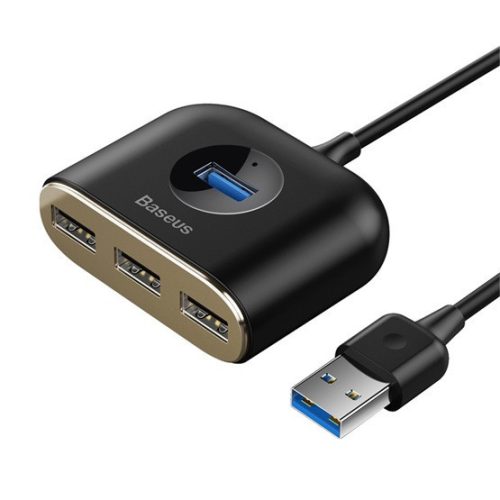 Baseus Square Round 4-in-1 USB Typ-A HUB Dockingstation, 1 m, Schwarz