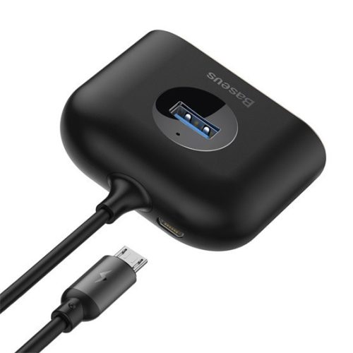 Baseus Square Round 4-in-1 USB Typ-A HUB Dockingstation, 1 m, Schwarz