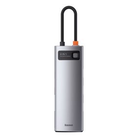   Baseus Metal Gleam 8-in-1 USB Type-C HUB Dockingstation, Grau