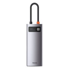   Baseus Metal Gleam 6-in-1 USB Type-C HUB Dockingstation, grau