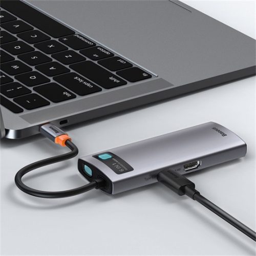 Baseus Metal Gleam 6-in-1 USB Type-C HUB Dockingstation, grau