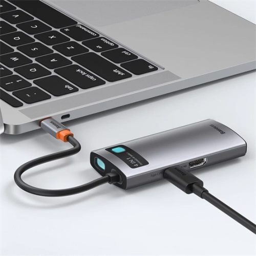 Baseus Metal Glanz 4-in-1 USB Typ-C HUB Dockingstation, grau