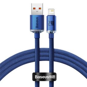   Baseus Crystal Shine USB Typ-A – iPhone, 2.4A, Schnelllade-Datenkabel, 1.2m, blau