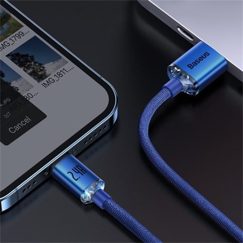Baseus Crystal Shine USB Typ-A – iPhone, 2.4A, Schnelllade-Datenkabel, 1.2m, blau
