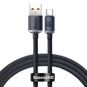   Baseus Crystal Shine USB Typ-A – USB Typ-C, 100W Schnelllade-Datenkabel, 1,2 m, Schwarz