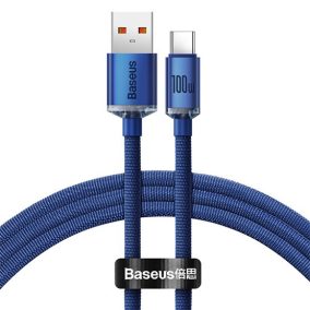   Baseus Crystal Shine USB Typ-A – USB Typ-C, 100W Schnelllade-Datenkabel, 1,2 m, blau