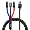 Baseus Drei Primärfarben 3-in-1 USB Typ-A – iPhone+USB Typ-C+Micro USB, 3.5A Schnelllade-Datenkabel, 1.2m, schwarz