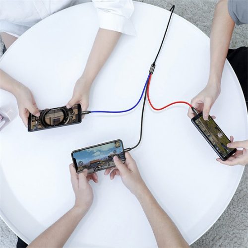 Baseus Drei Primärfarben 3-in-1 USB Typ-A – iPhone+USB Typ-C+Micro USB, 3.5A Schnelllade-Datenkabel, 1.2m, schwarz