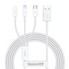 Baseus Superior USB Typ-A – iPhone+USB Typ-C+Micro USB, 3,5A Schnelllade-Datenkabel, 1,5m, weiß