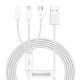 Baseus Superior USB Typ-A – iPhone+USB Typ-C+Micro USB, 3,5A Schnelllade-Datenkabel, 1,5m, weiß