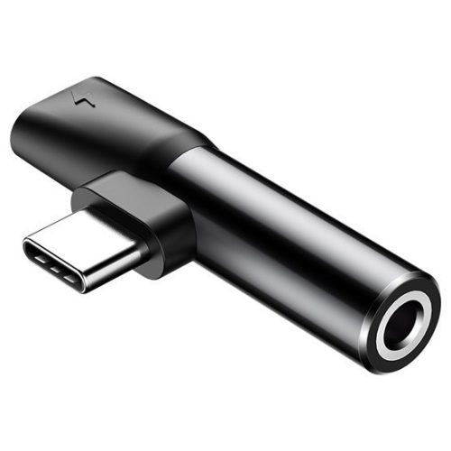 Baseus L41 USB Type-C – USB Type-C/3,5 mm Klinkenstecker Audio- und Stromadapter, Schwarz