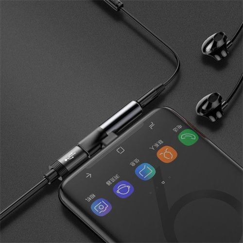 Baseus L41 USB Type-C – USB Type-C/3,5 mm Klinkenstecker Audio- und Stromadapter, Schwarz