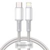 Baseus Hochdichtes Geflochtenes USB-Typ-C – iPhone, PD 20W Schnellladekabel, 1m, Weiß