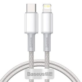   Baseus Hochdichtes Geflochtenes USB-Typ-C – iPhone, PD 20W Schnellladekabel, 1m, Weiß