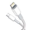 Baseus Hochdichtes Geflochtenes USB-Typ-C – iPhone, PD 20W Schnellladekabel, 1m, Weiß