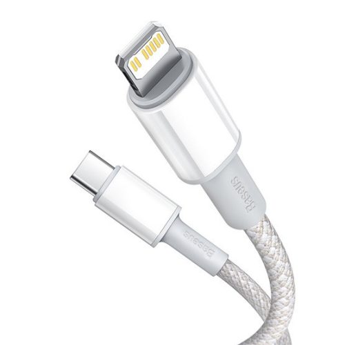 Baseus Hochdichtes Geflochtenes USB-Typ-C – iPhone, PD 20W Schnellladekabel, 1m, Weiß