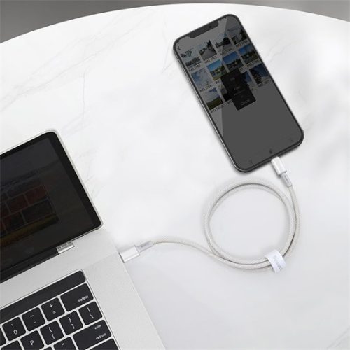 Baseus Hochdichtes Geflochtenes USB-Typ-C – iPhone, PD 20W Schnellladekabel, 1m, Weiß