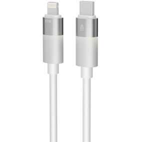   AVAX CB314 GLOWY 27W USB-C - Lightning Schnellladekabel, weiß - 1m