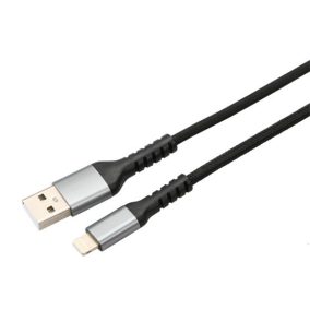   AVAX CB401G STEELY USB A-Lightning 20W Schnellladegerät, geflochtenes Kabel, 3A, Stahlgrau - 1,5m