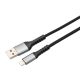 AVAX CB401G STEELY USB A-Lightning 20W Schnellladegerät, geflochtenes Kabel, 3A, Stahlgrau - 1,5m