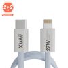 AVAX CB611LB MAGNETY 27W USB-C - LIGHTNING magnetisches Schnellladekabel, geflochten, hellblau - 1m