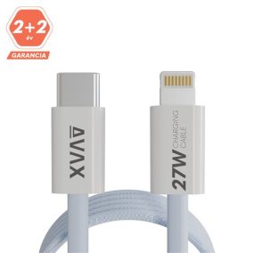   AVAX CB611LB MAGNETY 27W USB-C - LIGHTNING magnetisches Schnellladekabel, geflochten, hellblau - 1m