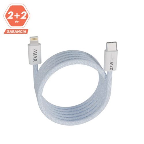 AVAX CB611LB MAGNETY 27W USB-C - LIGHTNING magnetisches Schnellladekabel, geflochten, hellblau - 1m