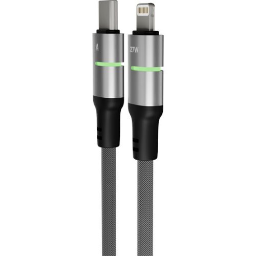 AVAX CB636 STEELY LED 27W USB-C – Lightning Schnellladekabel, geflochten, schwarz - 2m