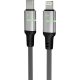 AVAX CB637 STEELY LED 27W USB-C – Lightning Schnellladekabel, geflochten, schwarz - 3m
