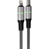 AVAX CB637 STEELY LED 27W USB-C – Lightning Schnellladekabel, geflochten, schwarz - 3m
