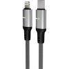 AVAX CB637 STEELY LED 27W USB-C – Lightning Schnellladekabel, geflochten, schwarz - 3m