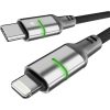 AVAX CB637 STEELY LED 27W USB-C – Lightning Schnellladekabel, geflochten, schwarz - 3m
