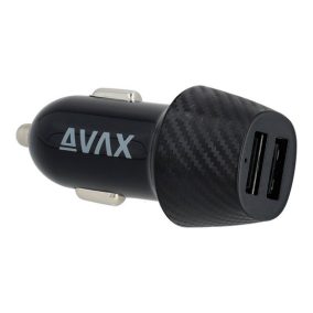AVAX CC301B CARLY 2x USB A 12W Autoladegerät, Schwarz