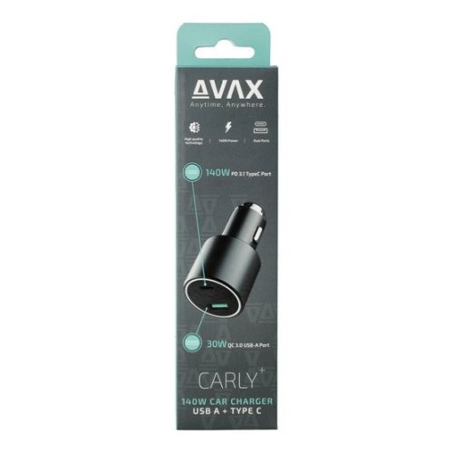 AVAX CC680B CARLY+ USB A + Typ C 140W Autoladegerät, schwarz