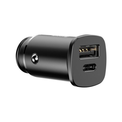 Baseus Square Metal PPS Auto-Schnellladegerät 30W, USB Typ-A + USB Typ-C, Schwarz