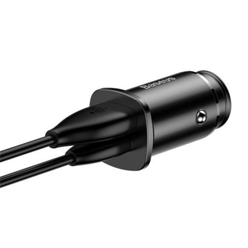 Baseus Square Metal PPS Auto-Schnellladegerät 30W, USB Typ-A + USB Typ-C, Schwarz