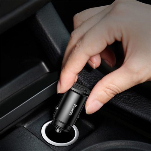 Baseus Square Metal PPS Auto-Schnellladegerät 30W, USB Typ-A + USB Typ-C, Schwarz