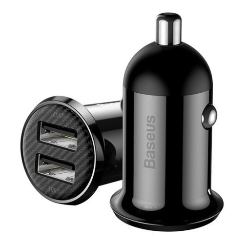 Baseus Grain Pro Autoladegerät 24W, 2×USB Typ-A, Schwarz